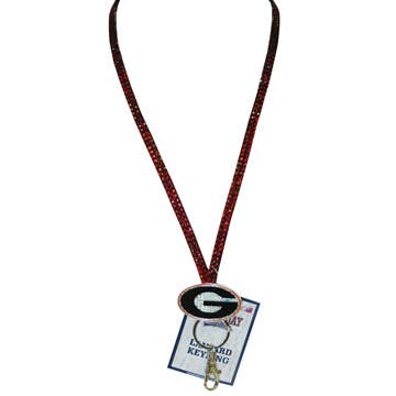 Georgia Bulldogs Keychain Lanyard Magic Glitter Pendant for wholesale by Jenkins Enterprises