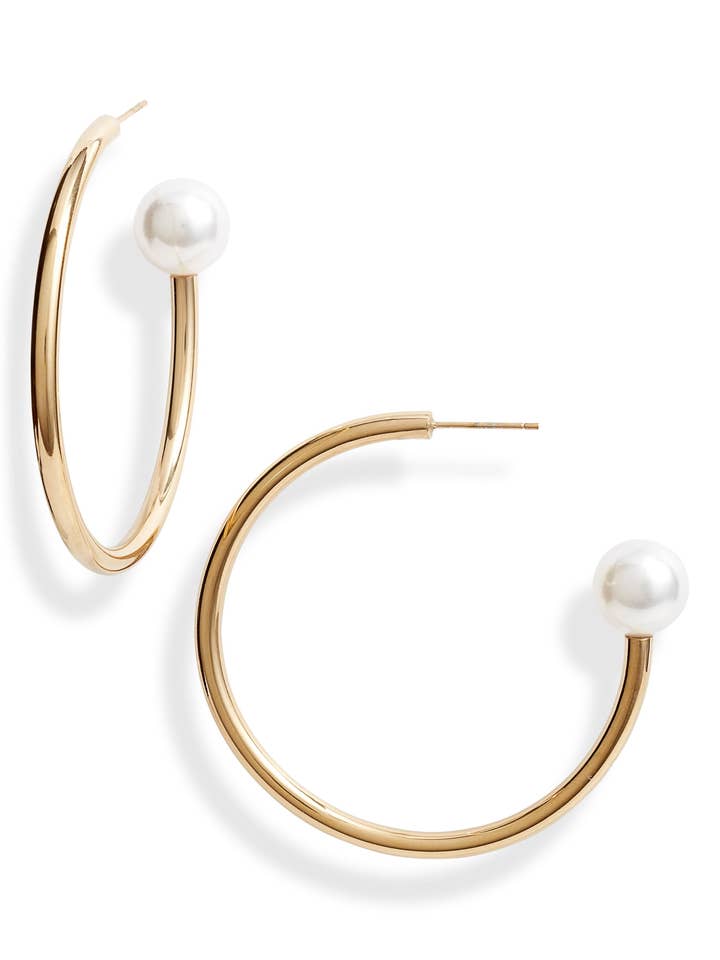 Pearl End Hoop-örhängen för wholesale av Knotty Accessories