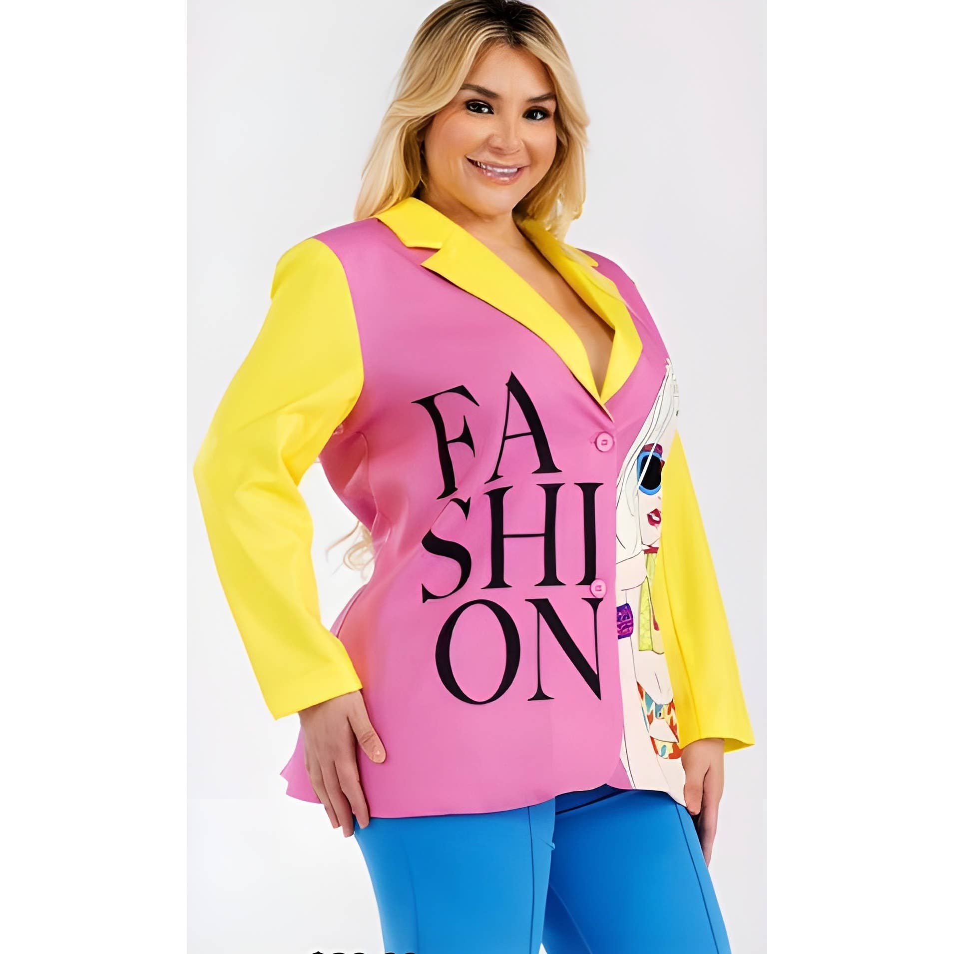 YELLOW PINK PLUS FASHION ICON BLAZER
 for wholesale on Faire1