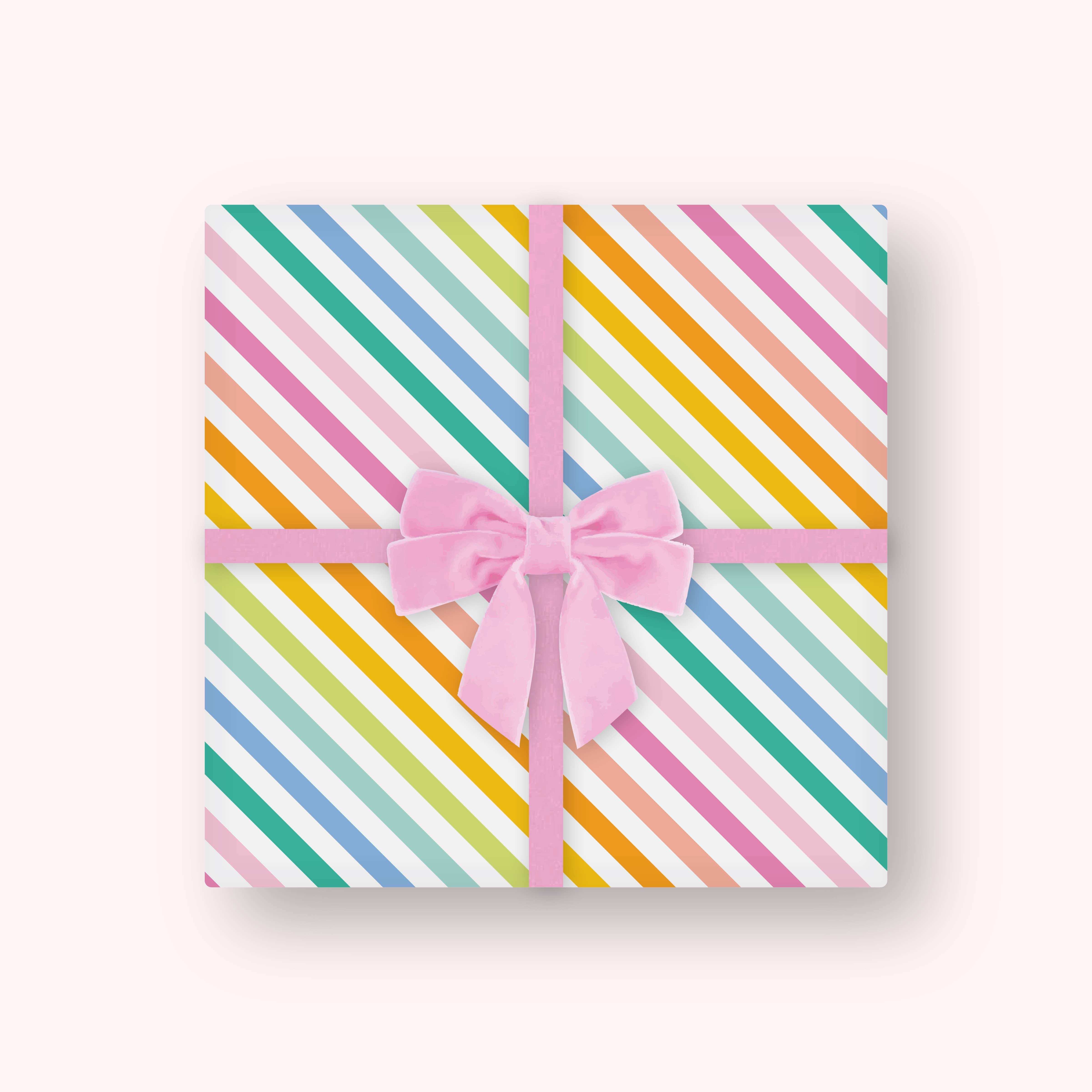 Cleary Lane – papel de embrulho por atacado – Folhas de Papel de Embrulho com Riscas Diagonais Arco-íris Blush0