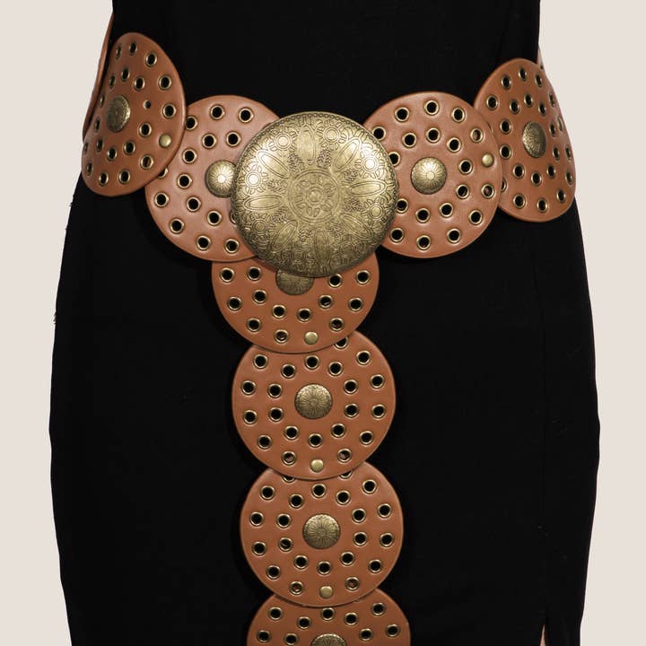 Faux Leather Western Bohemian Disc Belt for wholesale by Anarchy Street