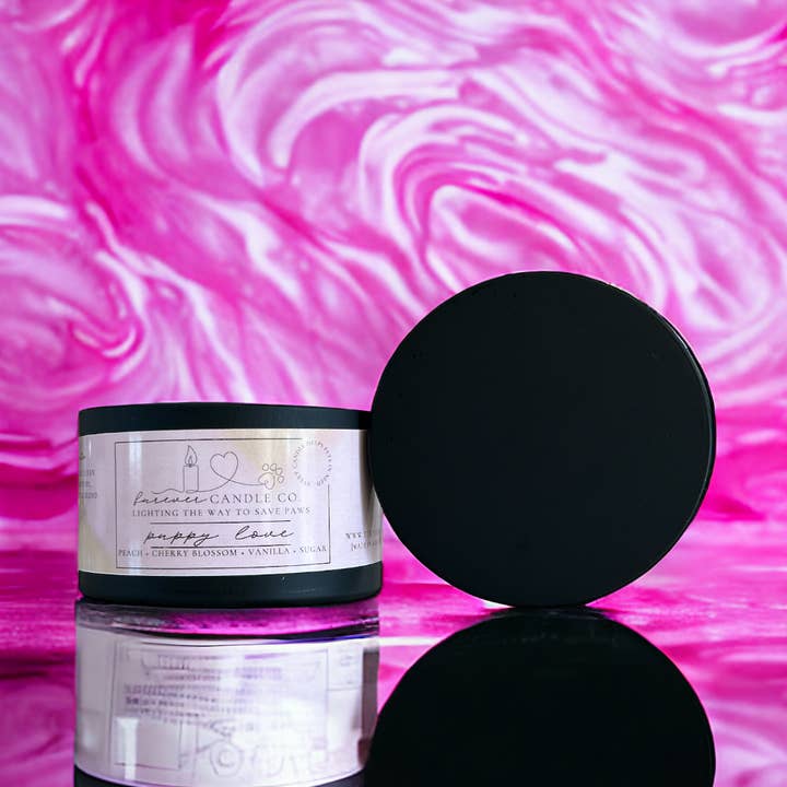 Puppy Love Double Wick Candle for wholesale by Furever Candle Co.