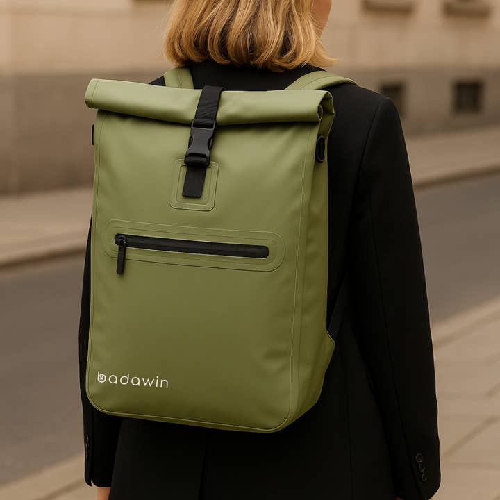BADAWIN - Wholesale Backpack - Unisex - Ali waterproof bike backpack – 2-in-1 sage green bag4