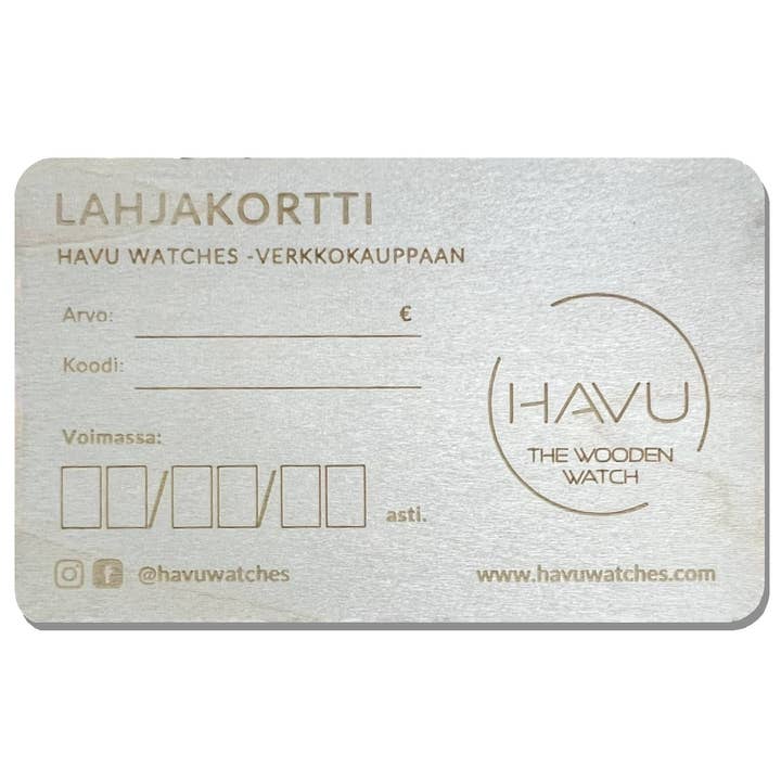 Havu Watches Cartão Presente por atacado de HAVU THE WOODEN WATCH