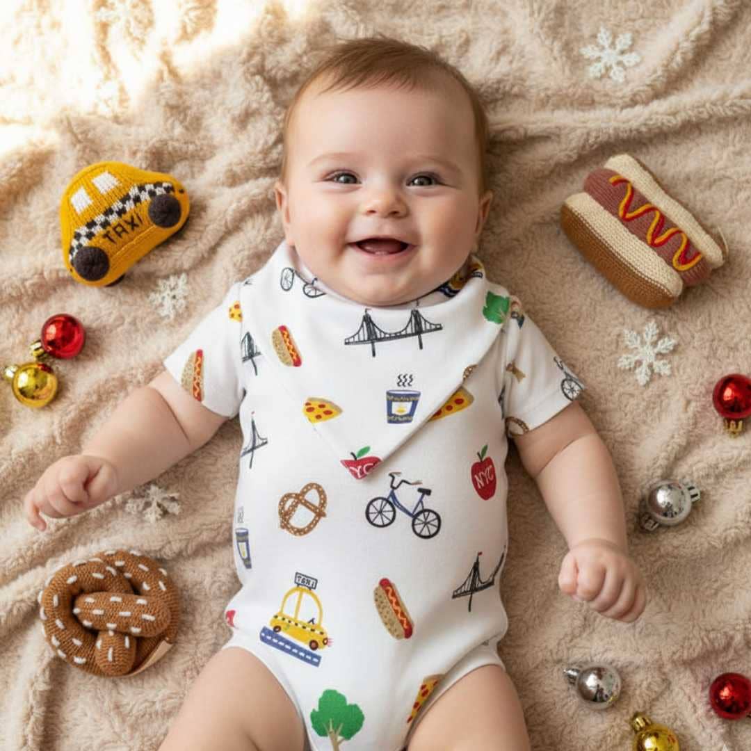 Estella - Wholesale Bodysuit (Non-Footed) - Baby - Organic Baby Onesie, All-Over NYC Print 2