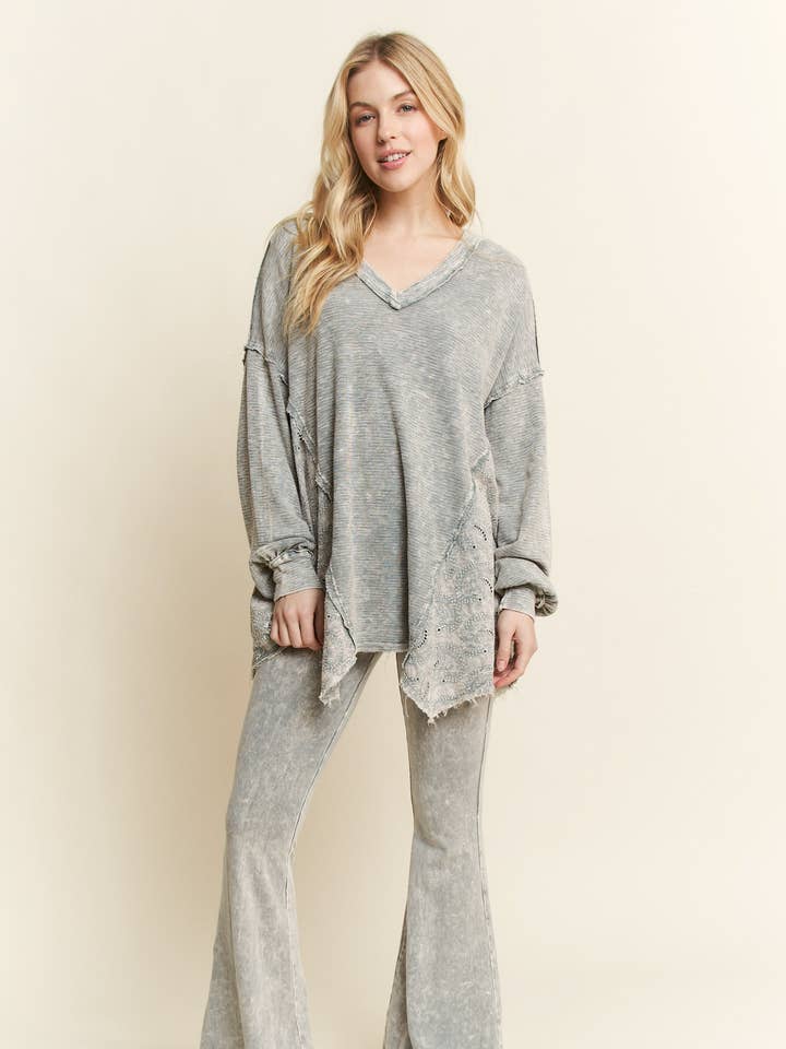 Mineral Washed Stretching Western Flare Pants HP6373 for wholesale by J.Her