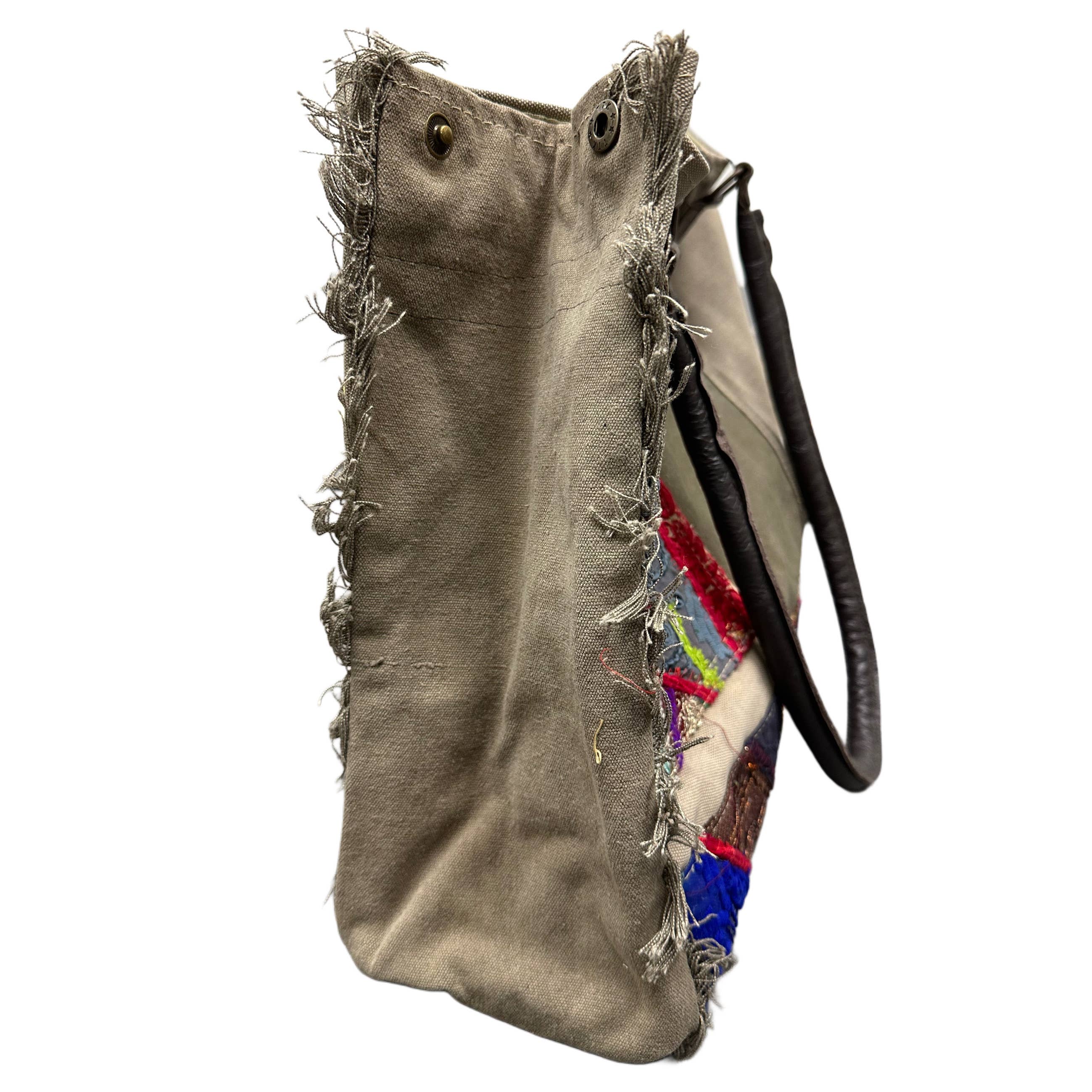 Vintage Addiction - Wholesale Tote Bag - Women's - Recycled Tent Tote with Vintage Textiles (Snap Top)10