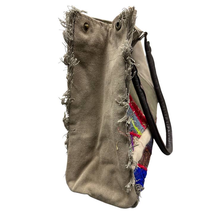 Vintage Addiction - Wholesale Tote Bag - Women's - Recycled Tent Tote with Vintage Textiles (Snap Top)10