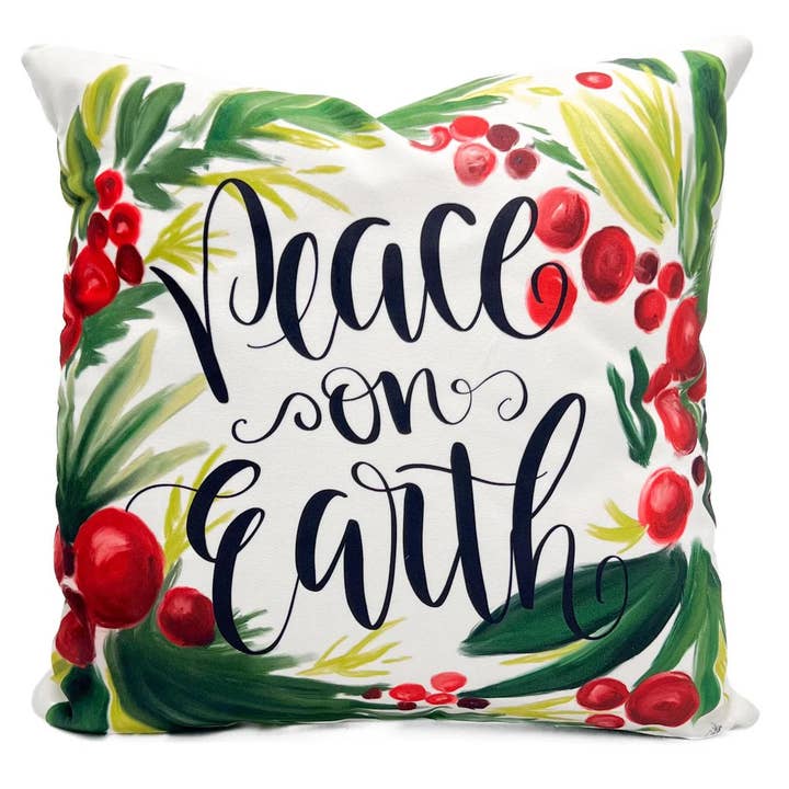 Cuscino Pace sulla Terra per la vendita all'ingrosso da parte di Rachel Brooks Design, LLC