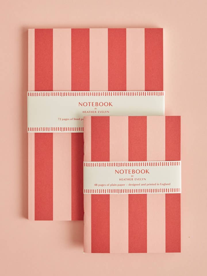 Notebook Classic Stripe Red & Pink for wholesale by Heather Evelyn