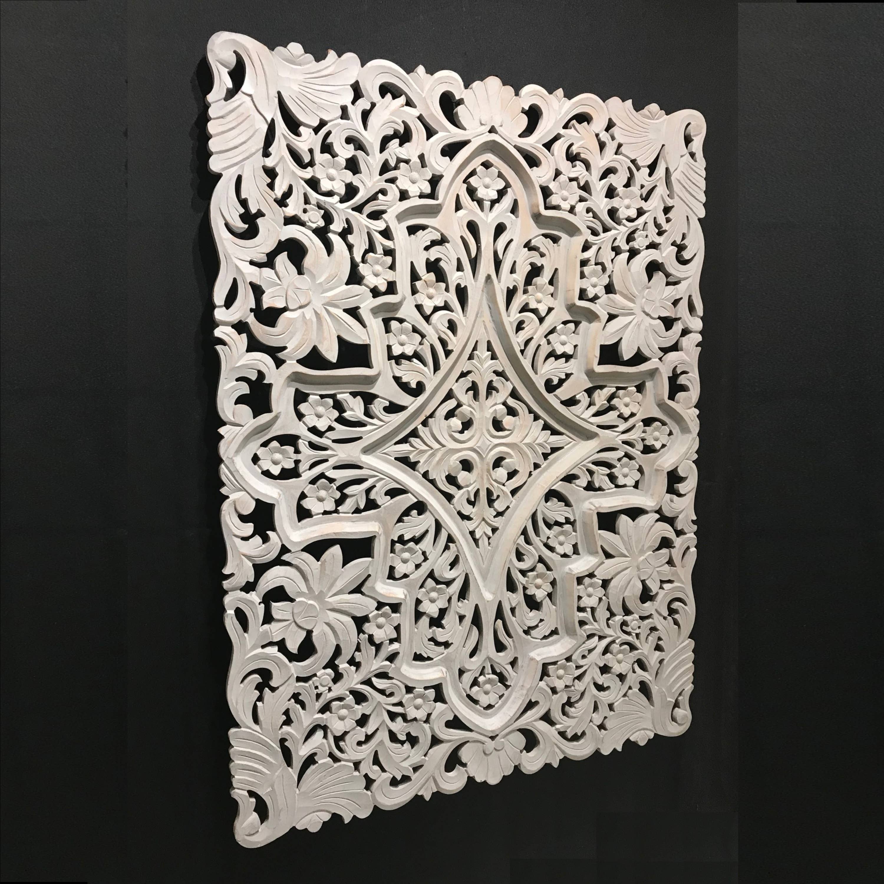 Wilco Home - Venta al por mayor Papel pintado 3D - Placa de pared tallada en 3D de Costa de Marfil, tallada a mano, de la India7