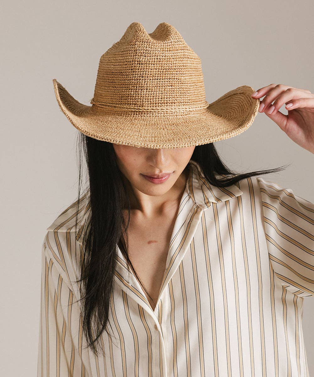 Naturel Chapeau de cowboy en paille pliable Ames en vente sur Faire3