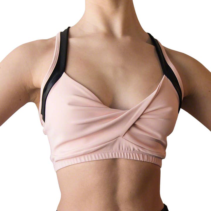 Ballet Rocks - Wholesale Sports bra – Women's - Edge Compression Sports Bra Top in Pink/Black Supplex Lycra4