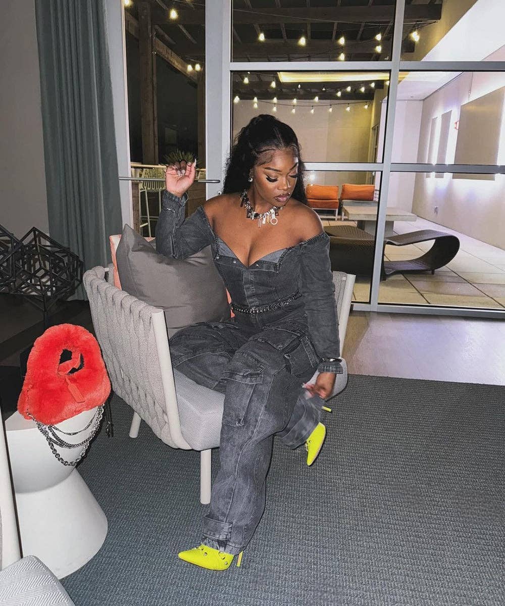 Aria Romance - Wholesale Jumpsuit - Women's - Asymmetric Denim Cardigan Set2