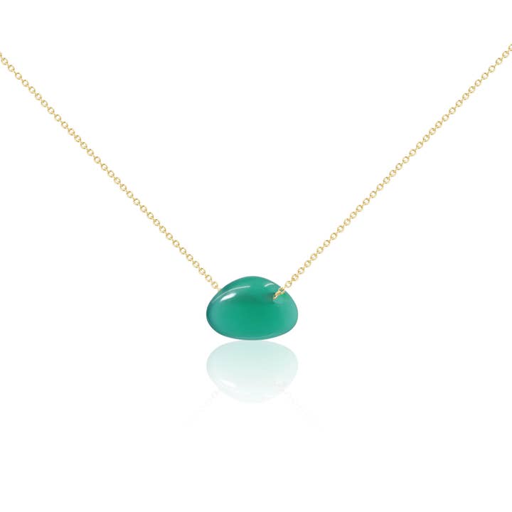 Lucky Pebble Necklace – Green Onyx - Medium - 14" - 20" for wholesale by C. GRASSI
