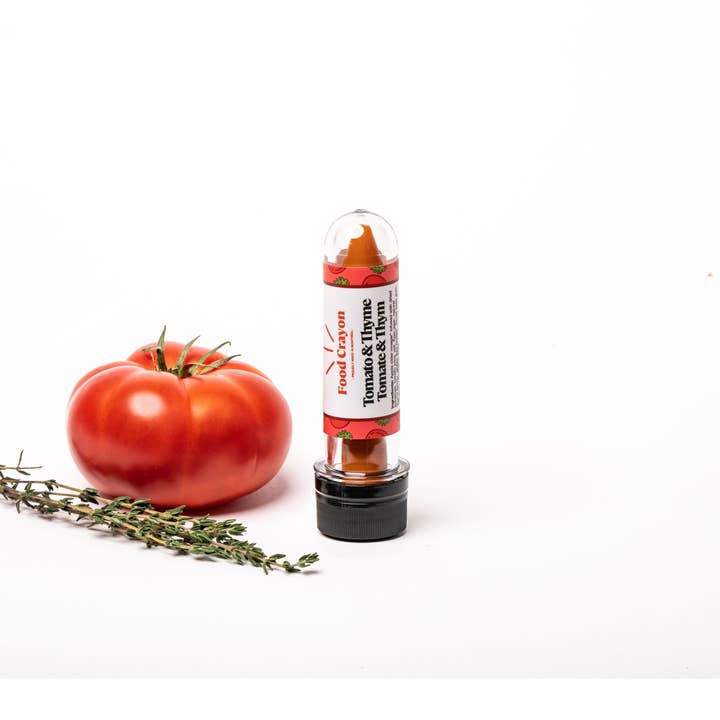 Food Crayon - Vente Mélanges d'épices séchées - Tomate et thym - Boîte individuelle (1 crayon alimentaire et 1 taille-crayon)2