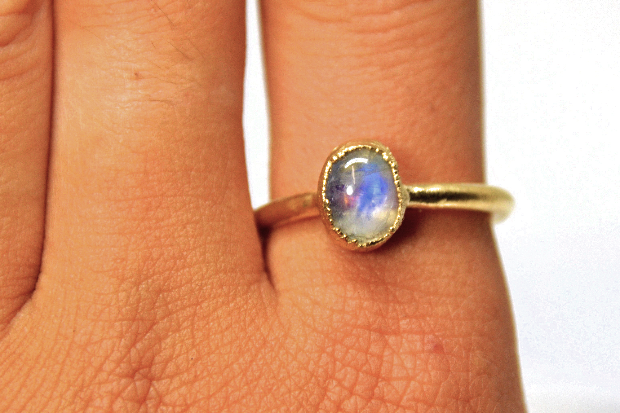 Daddy Daughter Jewelry - Wholesale Single Stone/Solitaire Ring - Gold Moonstone Ring | Rainbow Moonstone Ring | June Ring2