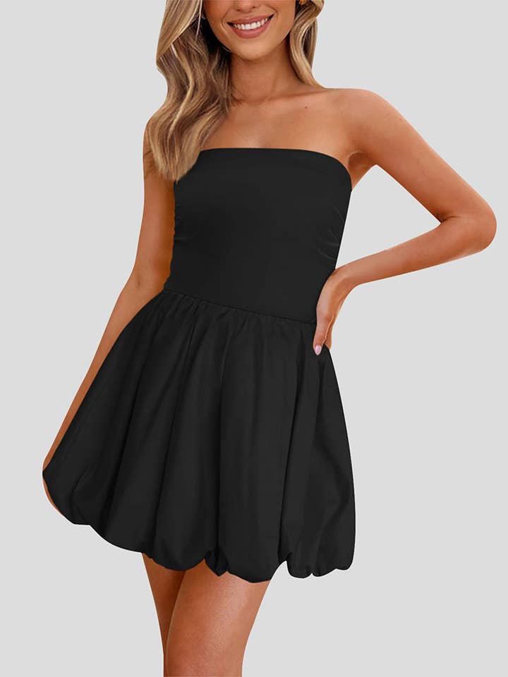 EmberLoom - Wholesale Dress - Women's - Strapless Bubble Hem Mini Dress7