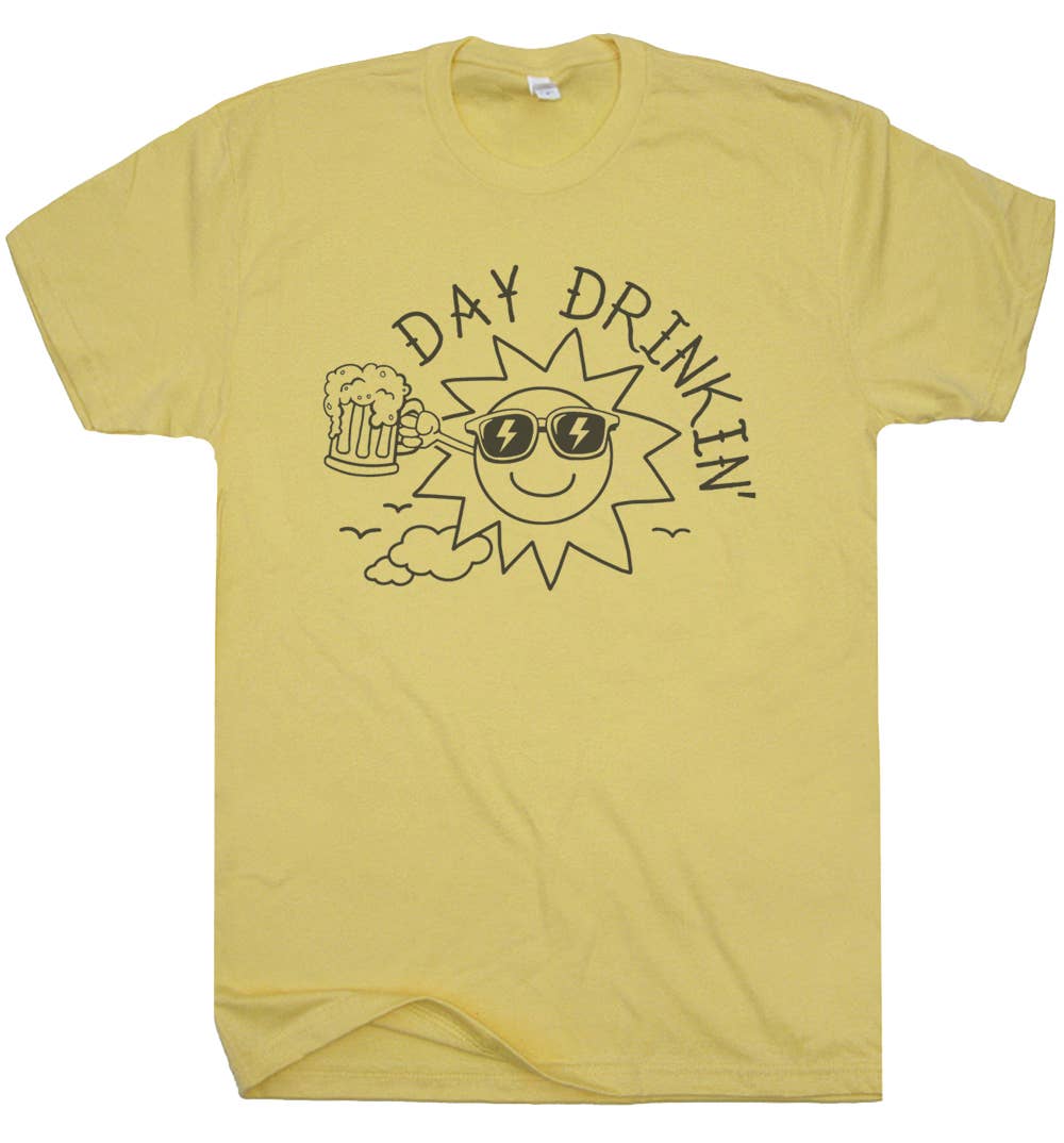Shirtmandude Co - Wholesale Screen Printed T-Shirt - Unisex - Day Drinking Shirt Cute Beer Sunshine Graphic Beach Theme T1