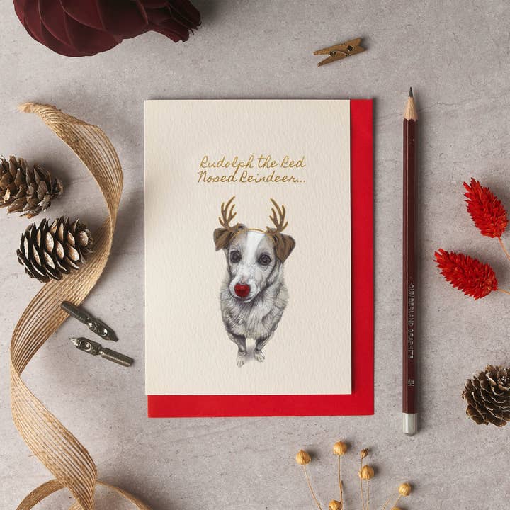 Ella Jack Russell Christmas Card for wholesale by byOliviaBell