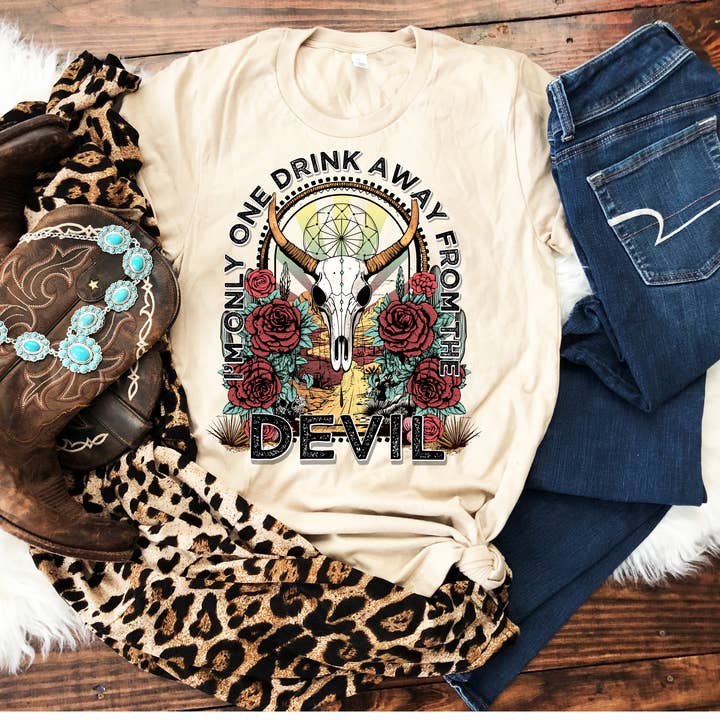 The American Honey - Wholesale Screen Printed T-Shirt - Women's - Jelly Roll One Drink Away | Country Western | Graphic Tee