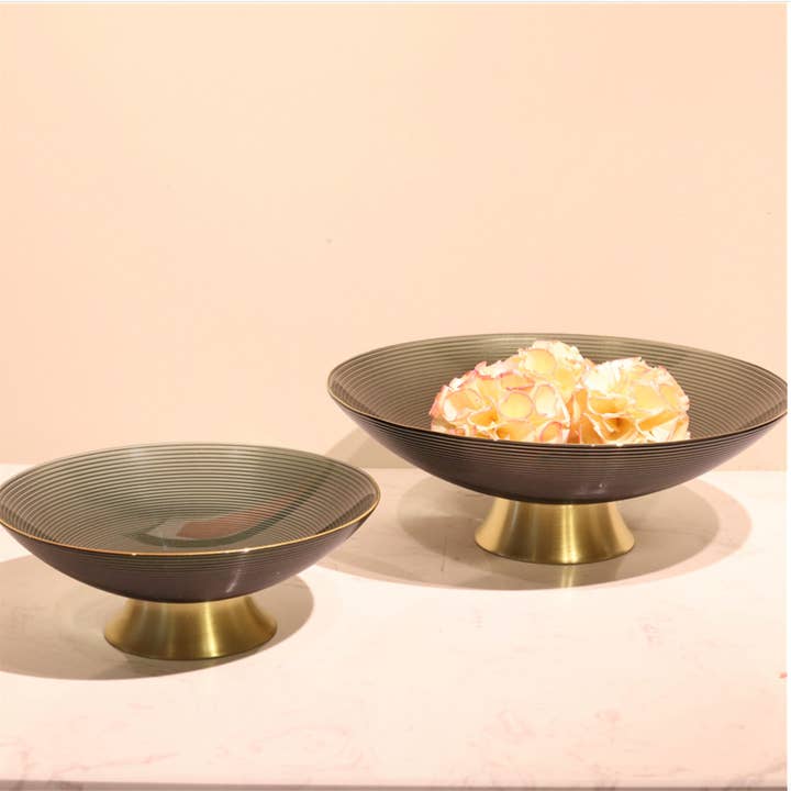 Noah Decoration - Wholesale Decorative Plate/Dish/Bowl - Golden glass fruit bowl, fruit plate ,salad bowl