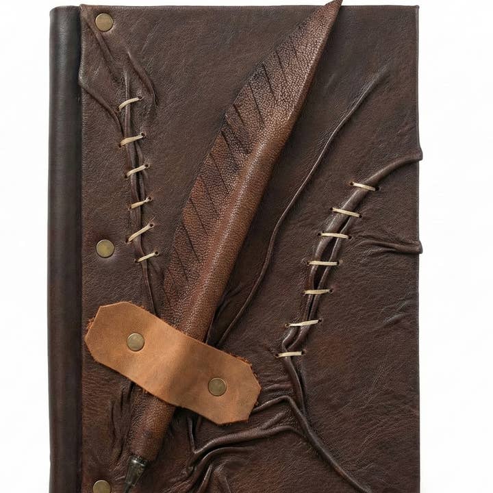 Chocoladekleurig schetsboek leren notitieboek gratis willekeurige pen voor wholesale door ML Marcaleather