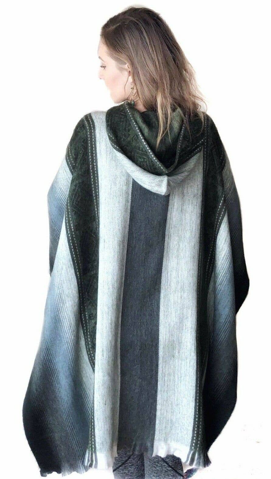 ECUALAMA – wholesale Poncho – Women's – Dark Green Baby Alpaca Wool Cape Poncho Wrap Shawl Coat6