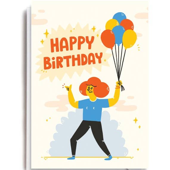 Birthday Balloons Card for wholesale by Jolly Awesome