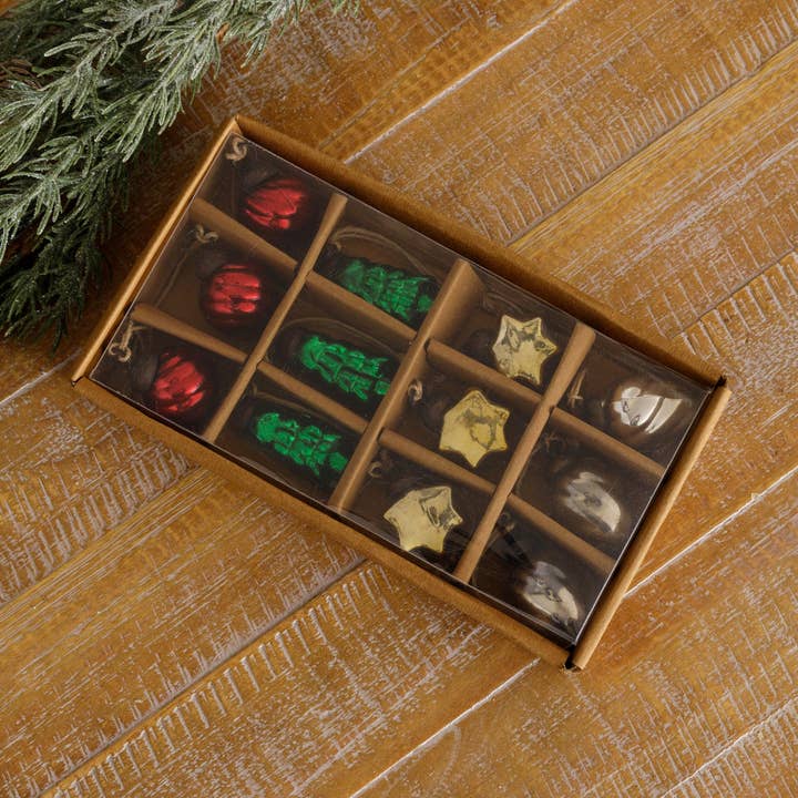 Mini-glasornamenten (PK/12 AST) voor wholesale door Audrey's Home & Gift