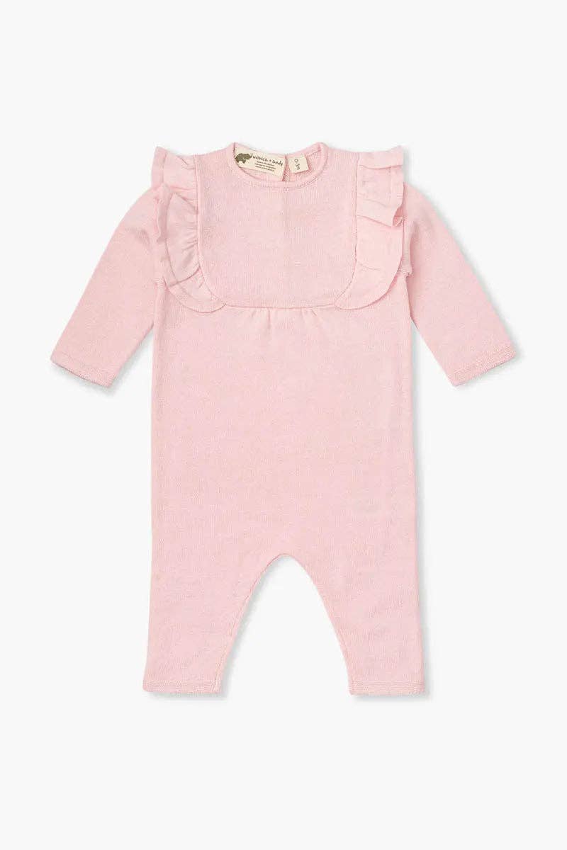 Monica + Andy - Wholesale Jumpsuit - Baby - Double Ruffle Sweater Romper_Pink0