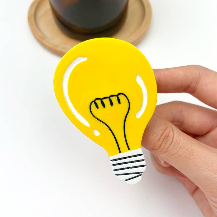 yellow Creative cute light bulb alloy hair clip for wholesale on Faire