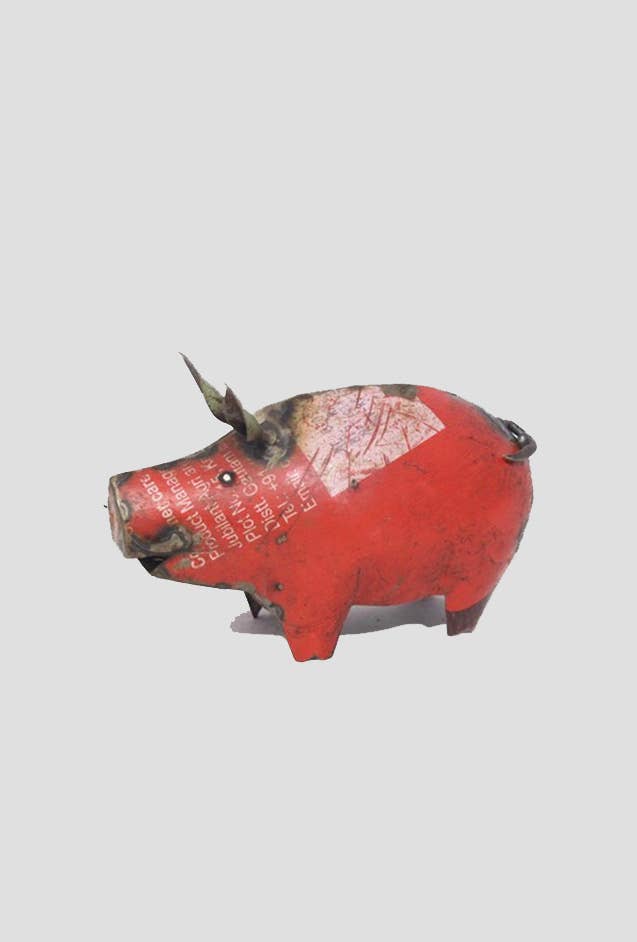 Everyday Artifact - Wholesale Sculpture - Little Pig Recycled Metal Animals