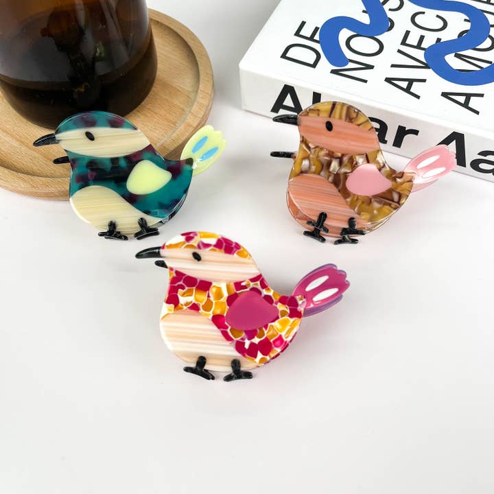 Cute Bird Hair Clip,Acetate Claw Clip for wholesale by TheDivaSoap