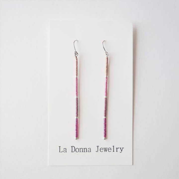 LONG Purple Vertical Bar Earrings for wholesale by La Donna Jewelry
