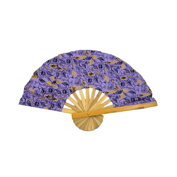 Earths Elements Wholesale - Wholesale Handheld Folding Fan - Floral Fabric Wooden Folding Fan - Assorted4