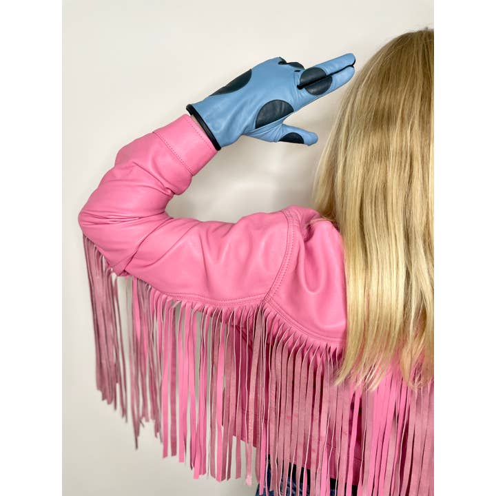 Lola Ramona - Wholesale Gloves - Women's - Gloves Dottie Dots - Baby blue/Navy