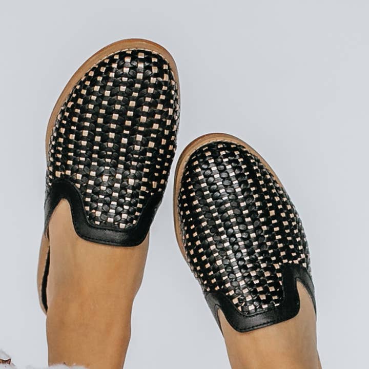 Trini Slip On Mule - Black & Gold for wholesale by HARMONICA