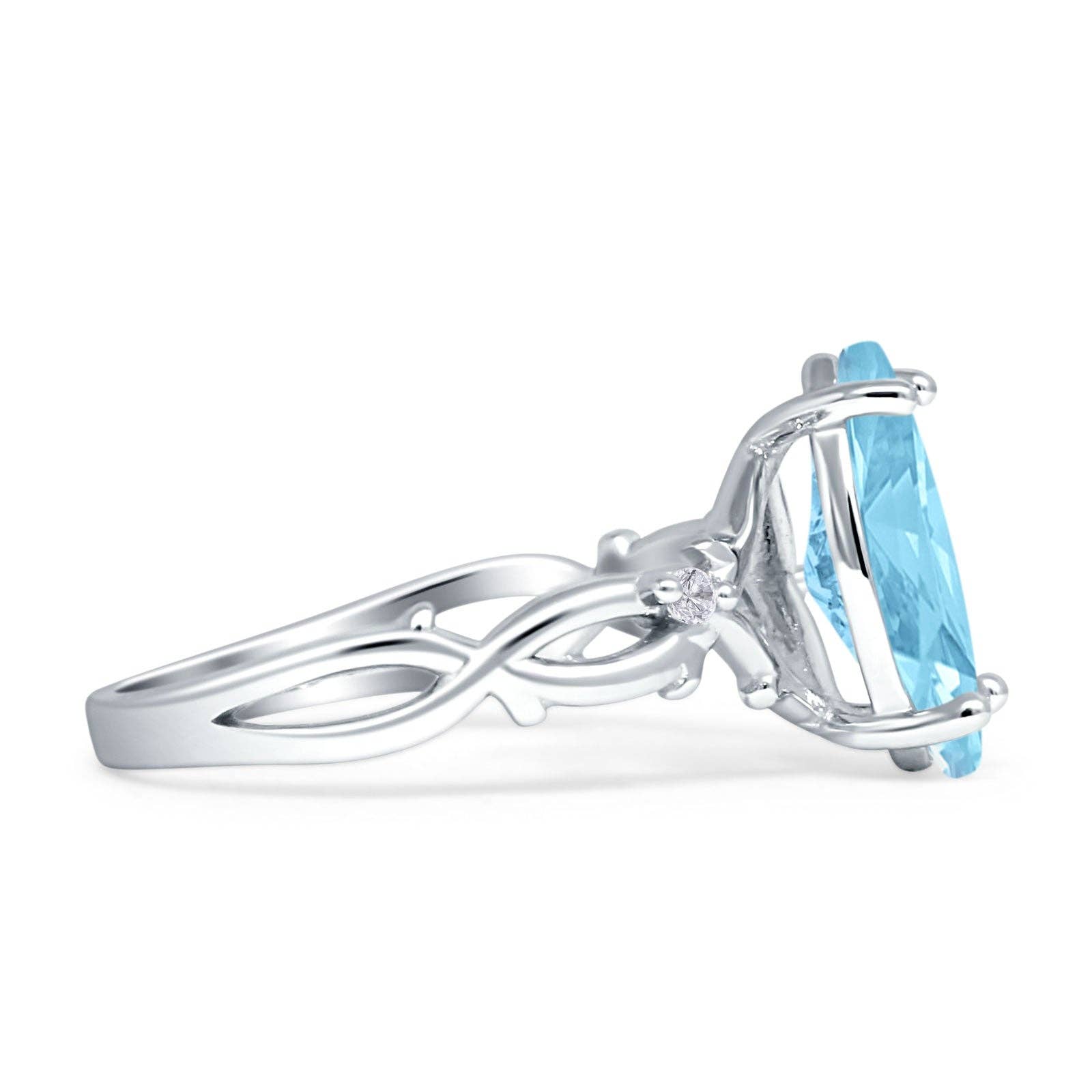 Marquise Split Shank Infinity Twisted Ring Aquamarine CZ for wholesale on Faire1