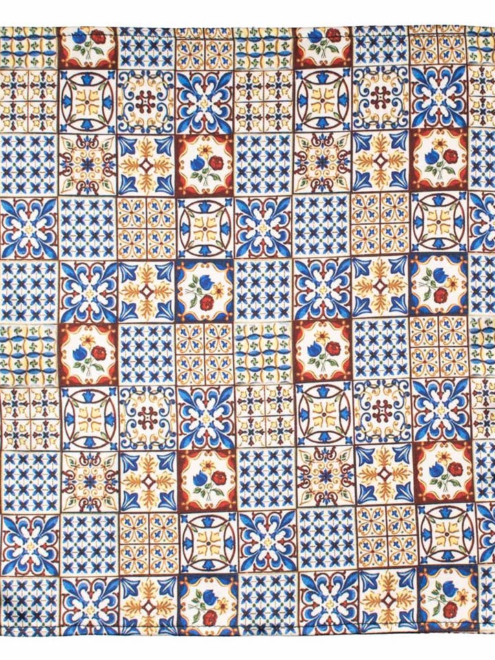 Pochette Sicilienne en Satin Imprimé avec Majoliques Multicolores POCS6 pour la vente par Graffeo Cravatte