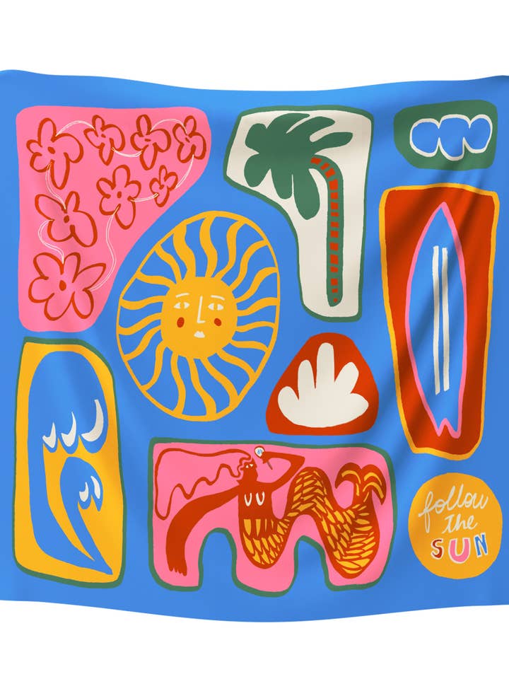 Fazzoletto medio GOLDEN SEASON BLUE / Seta e Cotone per la vendita all'ingrosso da parte di STUDIO ARDE