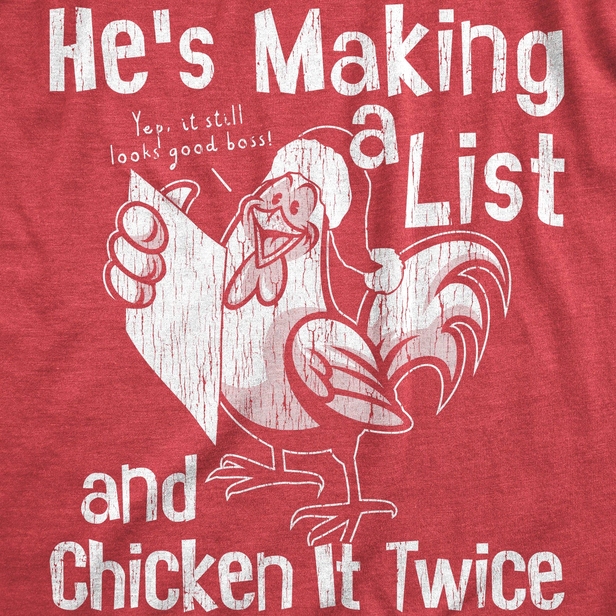 Hes Making A List And Chicken It Twice Men's T Shirt for wholesale on Faire1