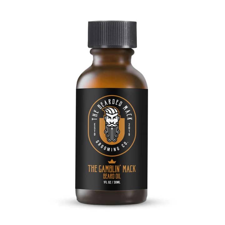 The Gamblin' Mack Beard Oil - Oud, Leather & Frankincense for wholesale by The Bearded Mack Grooming Co