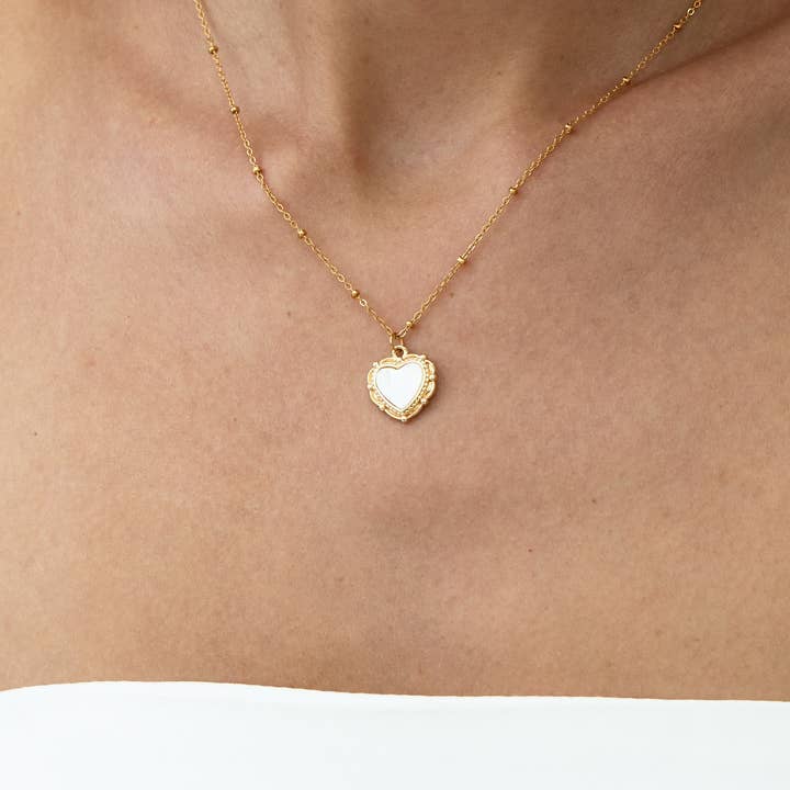 Fresh Water Pearl Necklace,Pearl Heart Pendant Necklace for wholesale by Drrtymagic