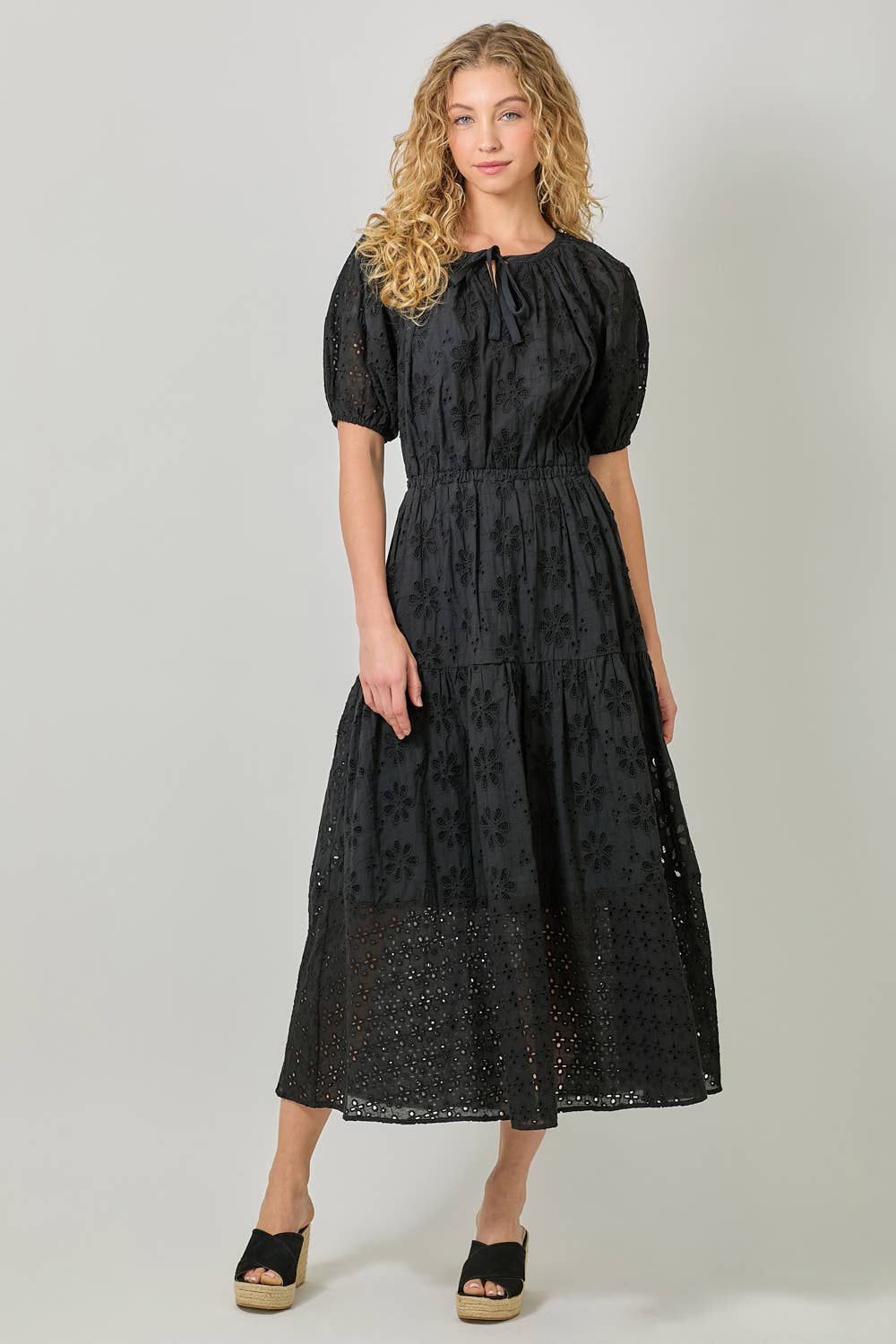 Mystree - Wholesale Dress - Women's - 61037 Puff Sleeve Tiered Eyelet Dress10