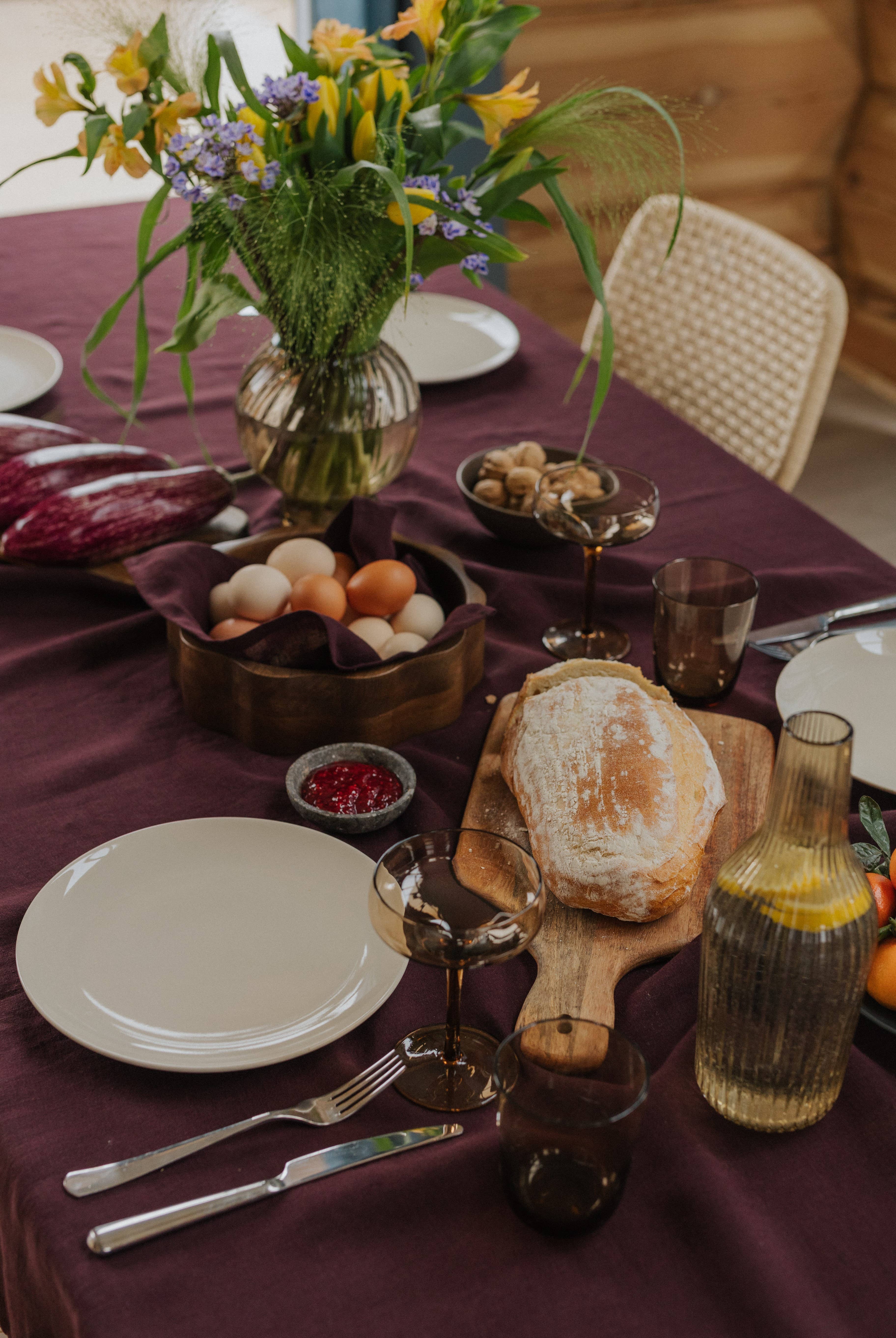 Linen Spells – wholesale Duk – Deep Purple Linne Bordsduk3