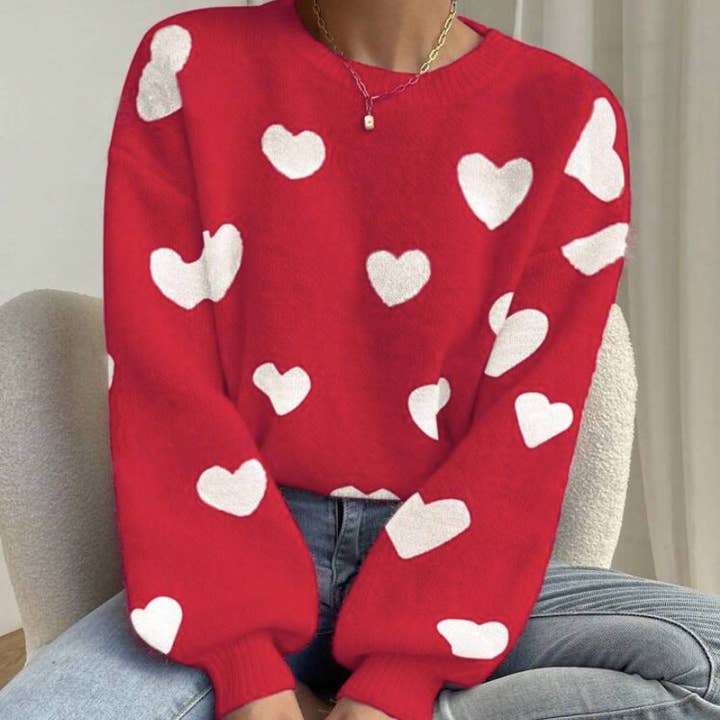 Heart Oversized Color Block Sweater for wholesale by Marayn