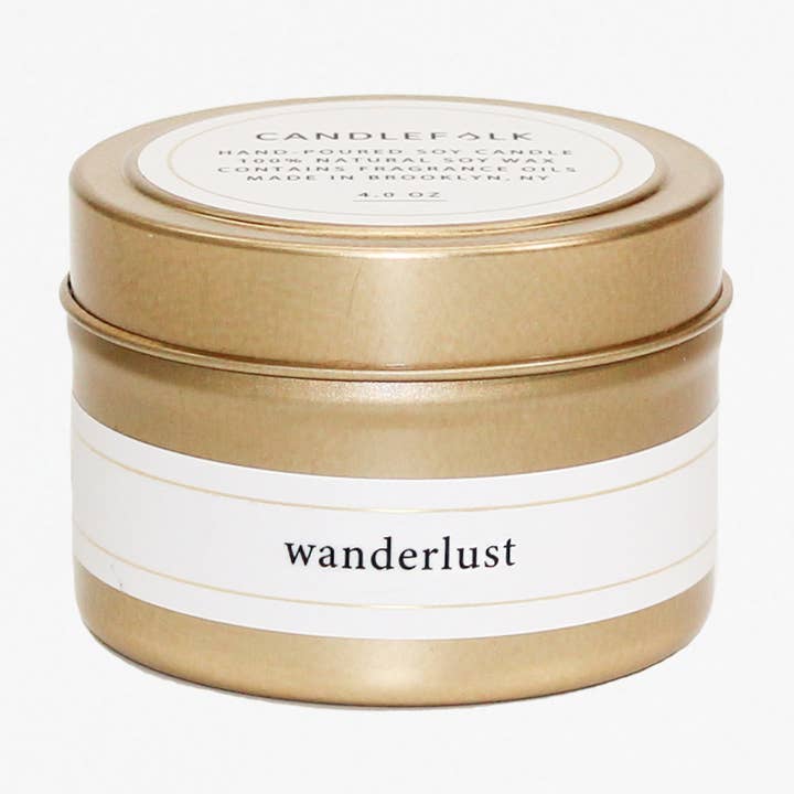 Candlefolk - Wholesale Travel Candles - Wanderlust - 4 oz Gold Travel Candle0