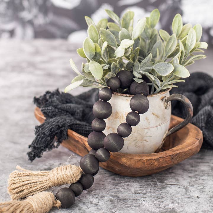 Ash & Hart - Wholesale Bunting/Garland - Black Wood Bead Medium Garland