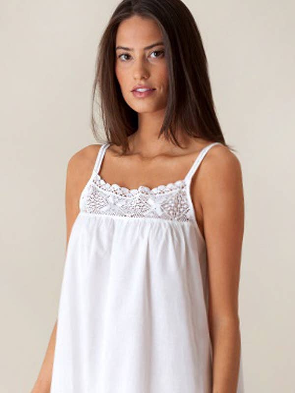 Camisola de Noite Branca de Algodão Jenn, Renda por atacado de Jacaranda Living